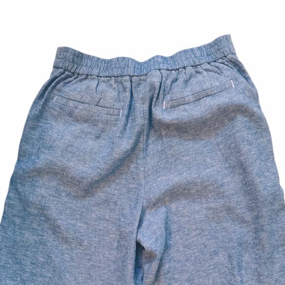 BR Factory Blue Chambray Linen Blend Wide Leg Cropped Pants S - Picture 2 of 7